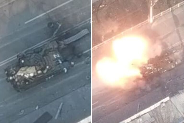 Dramatic moment Russian ‘Z’ tank is hunted down and blown to bits as desperate crew try to flee
