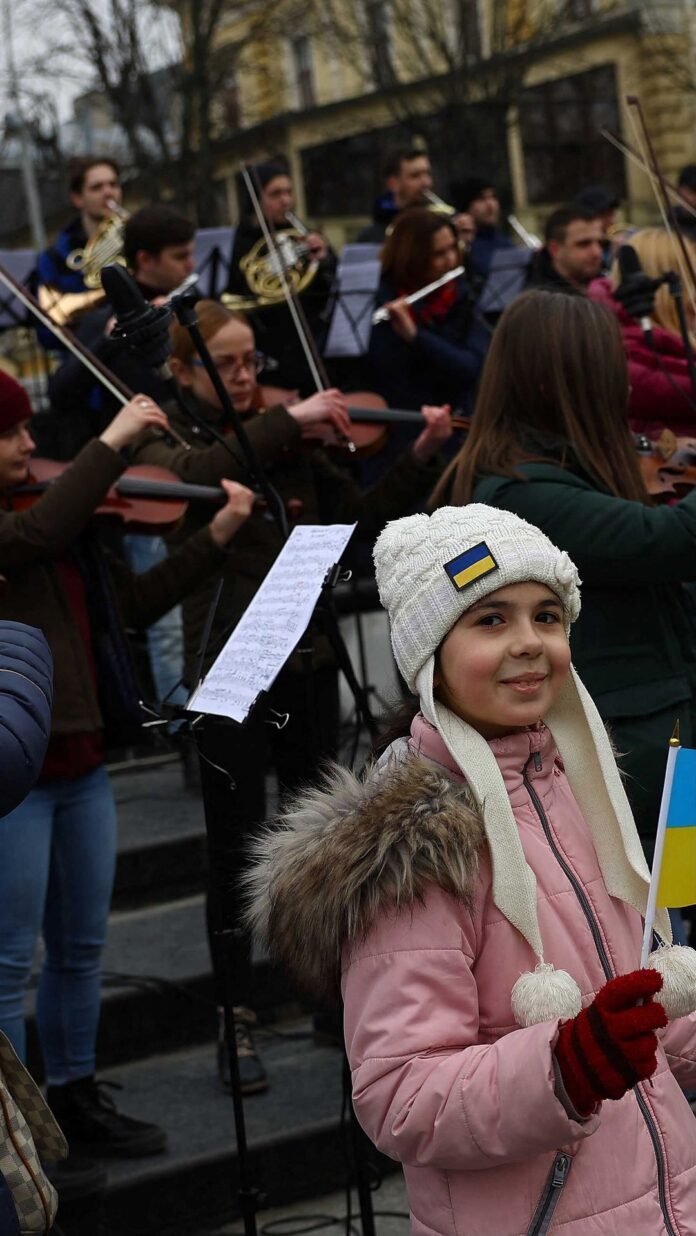  Lviv symphony orchestra plays an outside concert in support of a “free sky” and