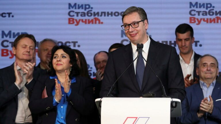 Serbia’s incumbent President Vucic declares election victory
