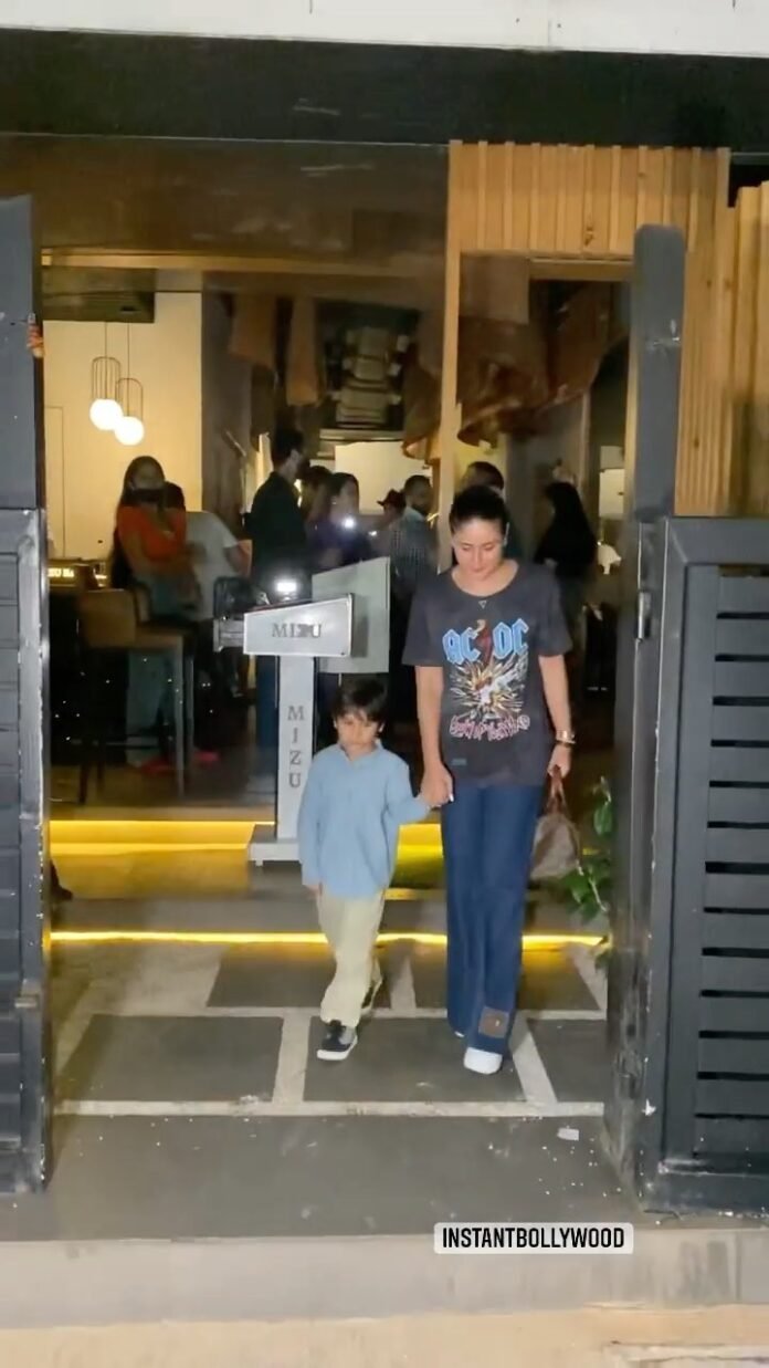 Mommy-Son duo, Bebo & Tai clicked while leaving a popular eatery in Bandra tonig