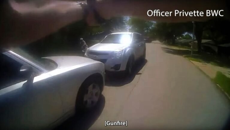 Newly released body camera footage shows the moment a police officer in Houston,