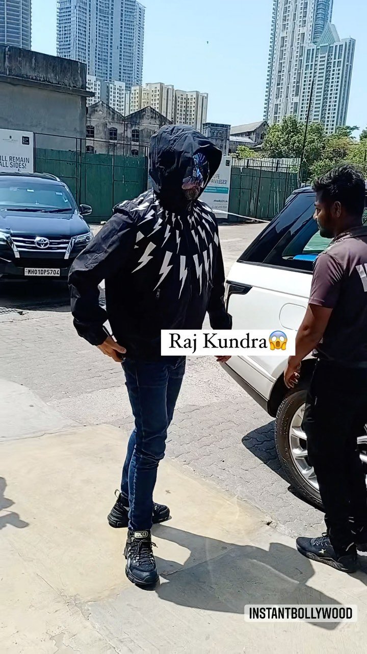 Raj Kundra dons a full masked look in this heat as he arrives for Easter lunch a