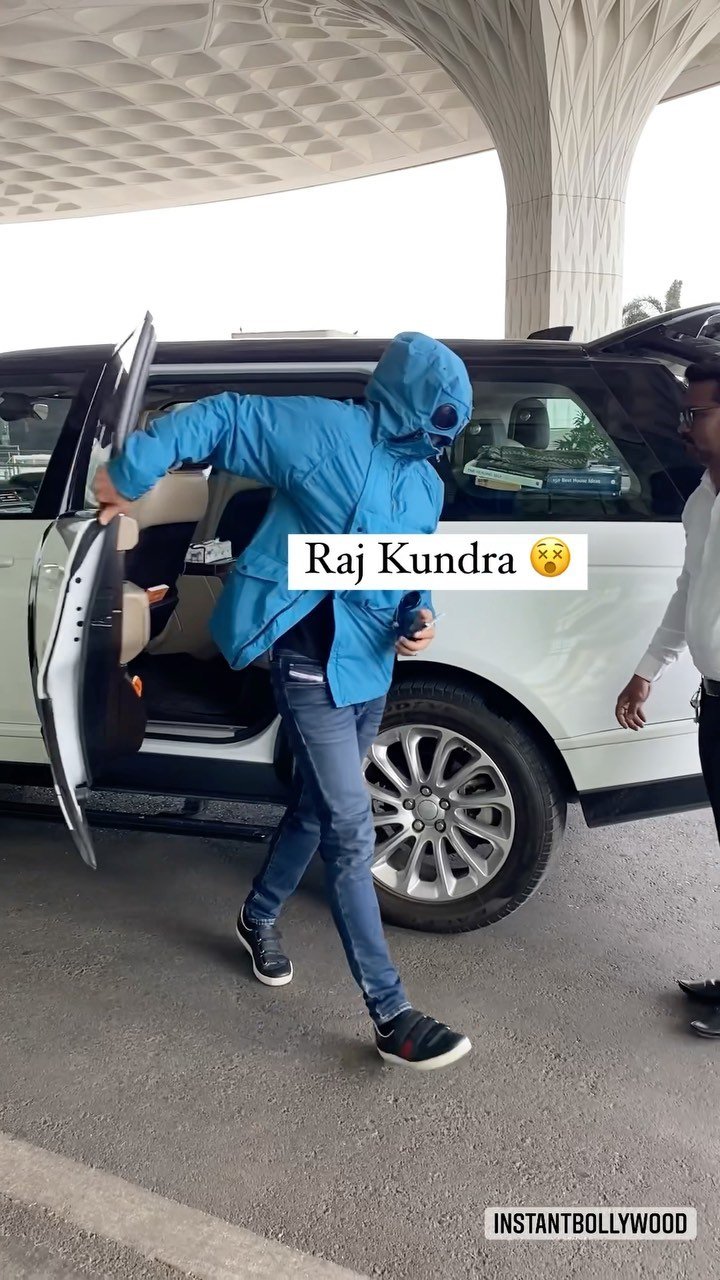#RajKundra’s dons an all masked airport look yet again