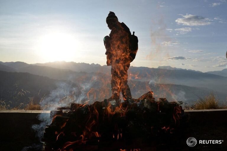 An Indigenous man attends an ancestral ceremony to ring in the Aymara New Year i
